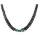 .925 Sterling Silver Certified Authentic Navajo Natural Turquoise Graduated Heishi Native American Necklace 750237-1