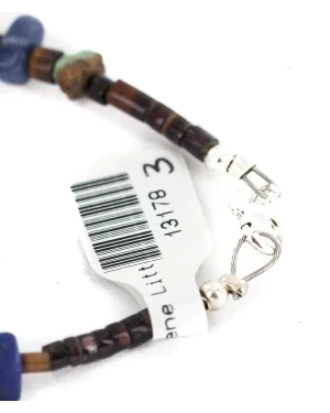 .925 Sterling Silver Navajo Certified Authentic Natural Turquoise Multicolor Stones Heishi Native American Bracelet 13178-3