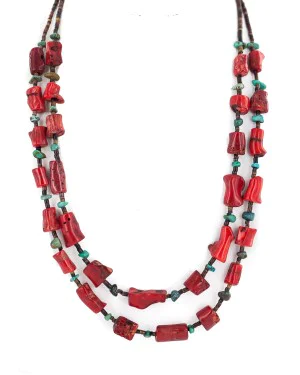 2 Strand Certified Authentic Navajo .925 Sterling Silver Natural Turquoise Coral Heishi Native American Necklace .. 750236-1 2 Strand Certified Authentic Navajo .925 Sterling Silver Natural Turquoise Coral Heishi Native American Necklace .. 750236-1