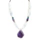 .925 Sterling Silver Certified Authentic Navajo Natural Turquoise Amethyst Opalite Native American Necklace 750240-3