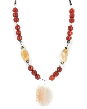 .925 Sterling Silver Certified Authentic Navajo Natural Turquoise Carnelian Agate Native American Necklace 750239-9 .925 Sterling Silver Certified Authentic Navajo Natural Turquoise Carnelian Agate Native American Necklace 750239-9