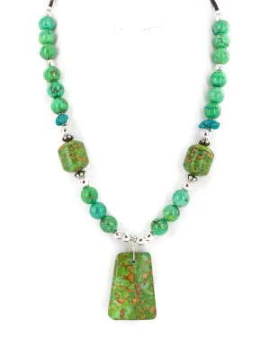 .925 Sterling Silver Certified Authentic Navajo Natural Turquoise Gaspeite Native American Necklace 750241-4 .925 Sterling Silver Certified Authentic Navajo Natural Turquoise Gaspeite Native American Necklace 750241-4