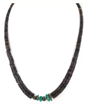 .925 Sterling Silver Certified Authentic Navajo Natural Turquoise Graduated Heishi Native American Necklace 750237-1 .925 Sterling Silver Certified Authentic Navajo Natural Turquoise Graduated Heishi Native American Necklace 750237-1