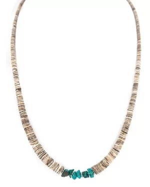 .925 Sterling Silver Certified Authentic Navajo Natural Turquoise Graduated Melon Shell Native American Necklace 750237 .925 Sterling Silver Certified Authentic Navajo Natural Turquoise Graduated Melon Shell Native American Necklace 750237