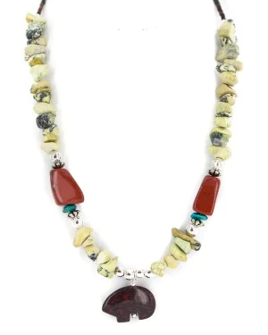 .925 Sterling Silver Certified Authentic Navajo Natural Turquoise Red and Green Jasper Native American Necklace 750238-7 .925 Sterling Silver Certified Authentic Navajo Natural Turquoise Red and Green Jasper Native American Necklace 750238-7