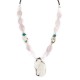 .925 Sterling Silver Certified Authentic Navajo White Howlite Pink Quartz Native American Necklace 750239-8