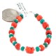 .925 Sterling Silver Navajo Certified Authentic Natural Turquoise Coral Native American Bracelet 13179
