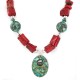 .925 Sterling Silver Certified Authentic Navajo Turquoise Coral Native American Necklace 24214-15 .925 Sterling Silver Certified Authentic Navajo Turquoise Coral Native American Necklace 24214-15