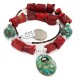 .925 Sterling Silver Certified Authentic Navajo Turquoise Coral Native American Necklace 24214-15 .925 Sterling Silver Certified Authentic Navajo Turquoise Coral Native American Necklace 24214-15