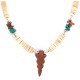 .925 Sterling Silver Arrow Certified Authentic Navajo Natural Turquoise Goldstone Graduated Melon Shell Native American Necklace 24512-10
