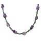 .925 Sterling Silver Certified Authentic Navajo Natural Turquoise Amethyst Hematite Native American Necklace 24511-8