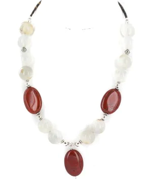 .925 Sterling Silver Certified Authentic Navajo Natural Quartz Red Jasper Native American Necklace 24514-1 .925 Sterling Silver Certified Authentic Navajo Natural Quartz Red Jasper Native American Necklace 24514-1