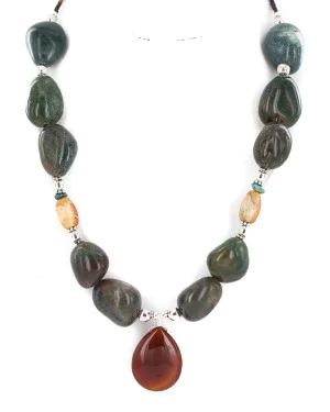 .925 Sterling Silver Certified Authentic Navajo Natural Turquoise Agate Native American Necklace 24514-4 .925 Sterling Silver Certified Authentic Navajo Natural Turquoise Agate Native American Necklace 24514-4