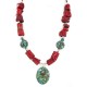 .925 Sterling Silver Certified Authentic Navajo Turquoise Coral Native American Necklace 24214-15 .925 Sterling Silver Certified Authentic Navajo Turquoise Coral Native American Necklace 24214-15