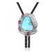 Feather .925 Sterling Silver Certified Authentic Handmade Navajo Native American Natural Turquoise Coral Bolo Tie 34246