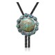 Sun .925 Sterling Silver Certified Authentic Handmade Navajo Native American Natural Turquoise Bolo Tie 34247