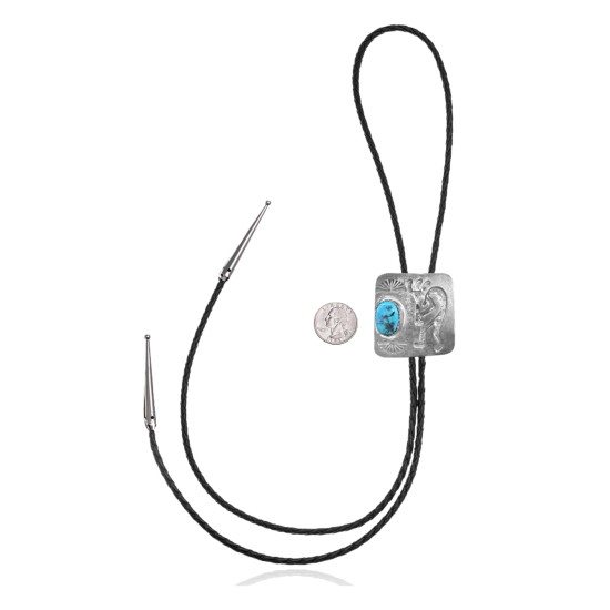 Handmade Certified Authentic Navajo .925 Sterling Silver Native American Natural Turquoise Bolo Tie 34248 Handmade Certified Authentic Navajo .925 Sterling Silver Native American Natural Turquoise Bolo Tie 34248