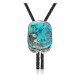 Feather .925 Sterling Silver Certified Authentic Handmade Navajo Native American Natural Turquoise Bolo Tie 34249