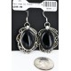 Certified Authentic Handmade Navajo .925 Sterling Silver Dangle Native American Earrings Natural Black Onyx 18095-5