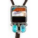 Handmade Certified Authentic Navajo .925 Sterling Silver Natural Turquoise Black Onyx Jasper Mother of Pearl Native American Bolo Tie  1206-1