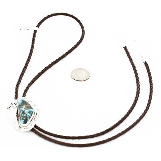 Handmade Certified Authentic Navajo .925 Sterling Silver Natural Turquoise Native American Bolo Tie  1206-2