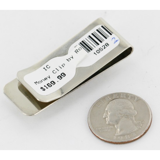 Handmade Certified Authentic Navajo Nickel and .925 Sterling Silver Natural Turquoise Native American Money Clip 10528-2 Handmade Certified Authentic Navajo Nickel and .925 Sterling Silver Natural Turquoise Native American Money Clip 10528-2