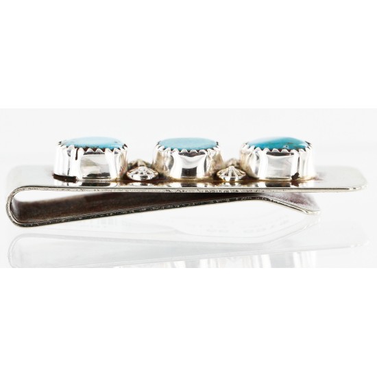 Handmade Certified Authentic Navajo Nickel and .925 Sterling Silver Natural Turquoise Native American Money Clip 10528-2 Handmade Certified Authentic Navajo Nickel and .925 Sterling Silver Natural Turquoise Native American Money Clip 10528-2