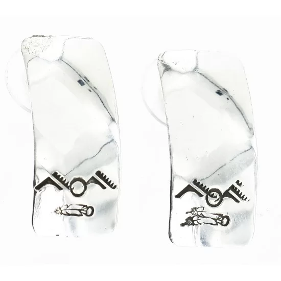 Handmade Feather Mountain Certified Authentic Navajo .925 Sterling Silver Stud Native American Earrings 17136-3