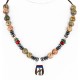 Inlaid Certified Authentic Navajo .925 Sterling Silver Turquoise Coral Jasper Hematite Native American Necklace 750181-1