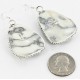 Large Certified Authentic Handmade Navajo .925 Sterling Silver Dangle Native American Earrings Natural White Buffalo 18095-2