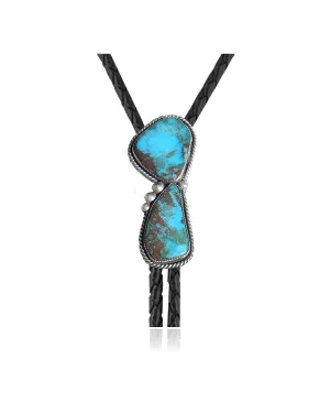 Handmade Certified Authentic Navajo .925 Sterling Silver Native American Natural Turquoise Bolo Tie 34260 Handmade Certified Authentic Navajo .925 Sterling Silver Native American Natural Turquoise Bolo Tie 34260