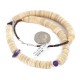 .925 Sterling Silver Certified Authentic Navajo Natural Amethyst Graduated Melon Shell Native American Necklace 750244
