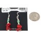 .925 Sterling Silver Hooks Certified Authentic Navajo Natural Turquoise Coral Native American Dangle Earrings 18294-13