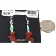 .925 Sterling Silver Hooks Certified Authentic Navajo Natural Turquoise Red Jasper Native American Dangle Earrings 18294-5