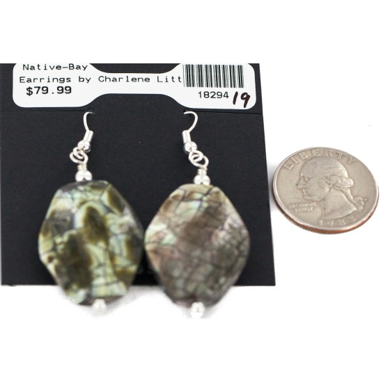 .925 Sterling Silver Hooks Certified Authentic Navajo Natural Abalone Native American Dangle Earrings 18294-19 All Products NB160528193627 18294-19 (by LomaSiiva)
