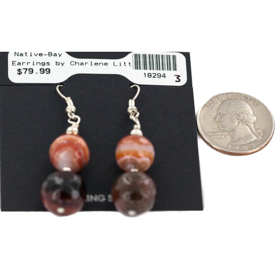 .925 Sterling Silver Hooks Certified Authentic Navajo Natural Carnelian Native American Dangle Earrings 18294-3 All Products NB160528201343 18294-3 (by LomaSiiva)