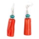 .925 Sterling Silver Hooks Certified Authentic Navajo Coral Native American Dangle Earrings 18294-16