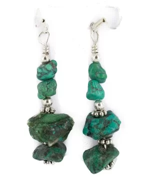 .925 Sterling Silver Hooks Certified Authentic Navajo Natural Turquoise Native American Dangle Earrings 18294-6 .925 Sterling Silver Hooks Certified Authentic Navajo Natural Turquoise Native American Dangle Earrings 18294-6