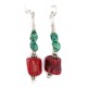 .925 Sterling Silver Hooks Navajo Certified Authentic Natural Turquoise Coral Native American Dangle Earrings 18294-4 All Products NB160528032907 18294-4 (by LomaSiiva)