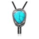 Feather .925 Sterling Silver Certified Authentic Handmade Navajo Native American Natural Turquoise Bolo Tie 34274
