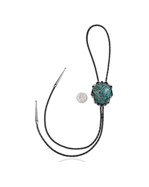 Handmade Certified Authentic Navajo .925 Sterling Silver Native American Natural Turquoise Bolo Tie 34275 Handmade Certified Authentic Navajo .925 Sterling Silver Native American Natural Turquoise Bolo Tie 34275