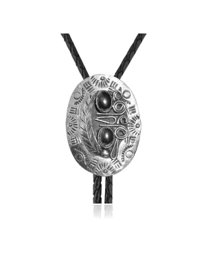 Feather .925 Sterling Silver Certified Authentic Handmade Navajo Native American Black Onyx Bolo Tie 34276 Feather .925 Sterling Silver Certified Authentic Handmade Navajo Native American Black Onyx Bolo Tie 34276