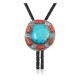 Handmade Certified Authentic Navajo .925 Sterling Silver Native American Natural Turquoise Coral Bolo Tie 34280