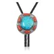 Handmade Certified Authentic Navajo .925 Sterling Silver Native American Natural Turquoise Coral Bolo Tie 34280 Handmade Certified Authentic Navajo .925 Sterling Silver Native American Natural Turquoise Coral Bolo Tie 34280