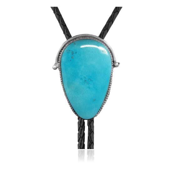 Handmade Certified Authentic Navajo .925 Sterling Silver Native American Natural Turquoise Bolo Tie 34293 All Products NB180620190711 34293 (by LomaSiiva)