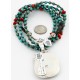 .925 Sterling Silver Handmade Certified Authentic Navajo Natural Turquoise Coral Native American Necklace 14984-15777