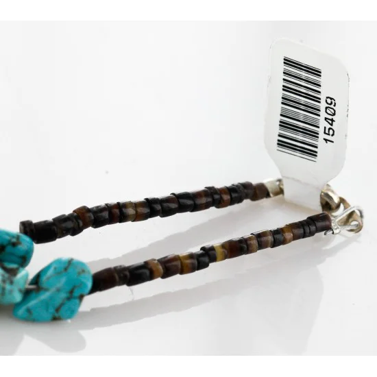 .925 Sterling Silver Handmade Certified Authentic Navajo Natural Turquoise Native American Necklace 15055-15409 .925 Sterling Silver Handmade Certified Authentic Navajo Natural Turquoise Native American Necklace 15055-15409