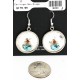 Certified Authentic Handmade Navajo .925 Sterling Silver Dangle Native American Earrings Natural Turquoise Coral 18080-1