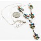Petit Point Handmade Certified Authentic Zuni .925 Sterling Silver Multicolor Stones and Turquoise Native American Necklace 15903