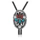 Large, Feather .925 Sterling Silver Certified Authentic Handmade Navajo Native American Natural Turquoise Coral Bolo Tie 34295 All Products NB180620190712 34295 (by LomaSiiva)